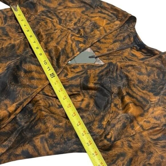 NEW All Saints Penny Grizedale Cat Print Silk Blend Wrap Front Blouse Grunge 6 - Picture 7 of 8